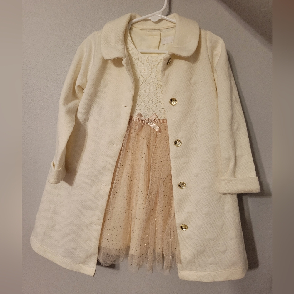 Nannette kidsToddler Dress With Matching Jacket Ivory Size 3T